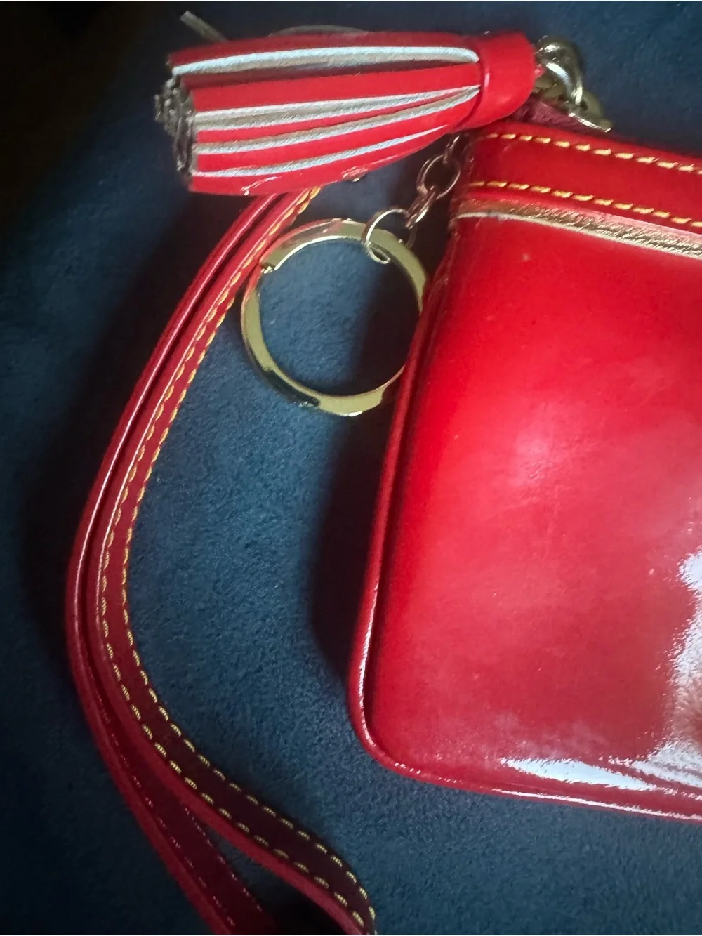 Dooney & Bourke Patent Leather Wristlet w/Tassel EUC